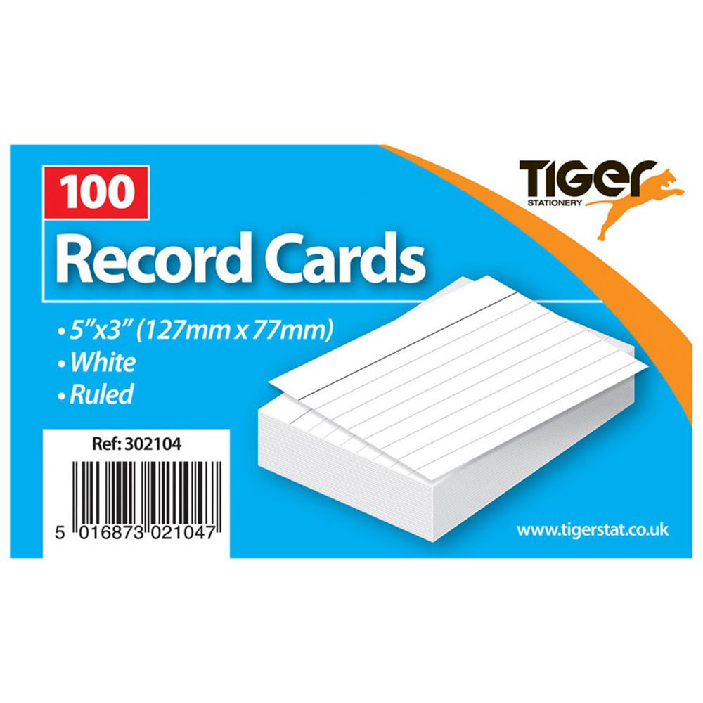 Tiger Stationery Record Cards 5 x 3